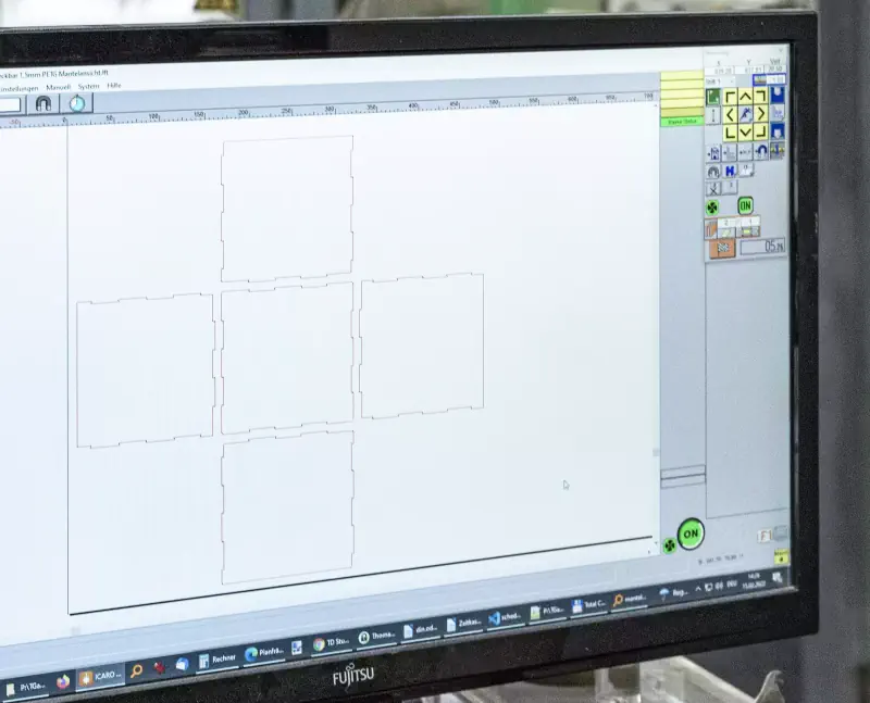 Acrylglas PLEXIGLAS® Bearbeitung verarbeiten lasern laserschneiden Laserteile Programmierung programmieren